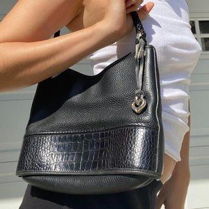 Black Leather Bag with Silver Hardware